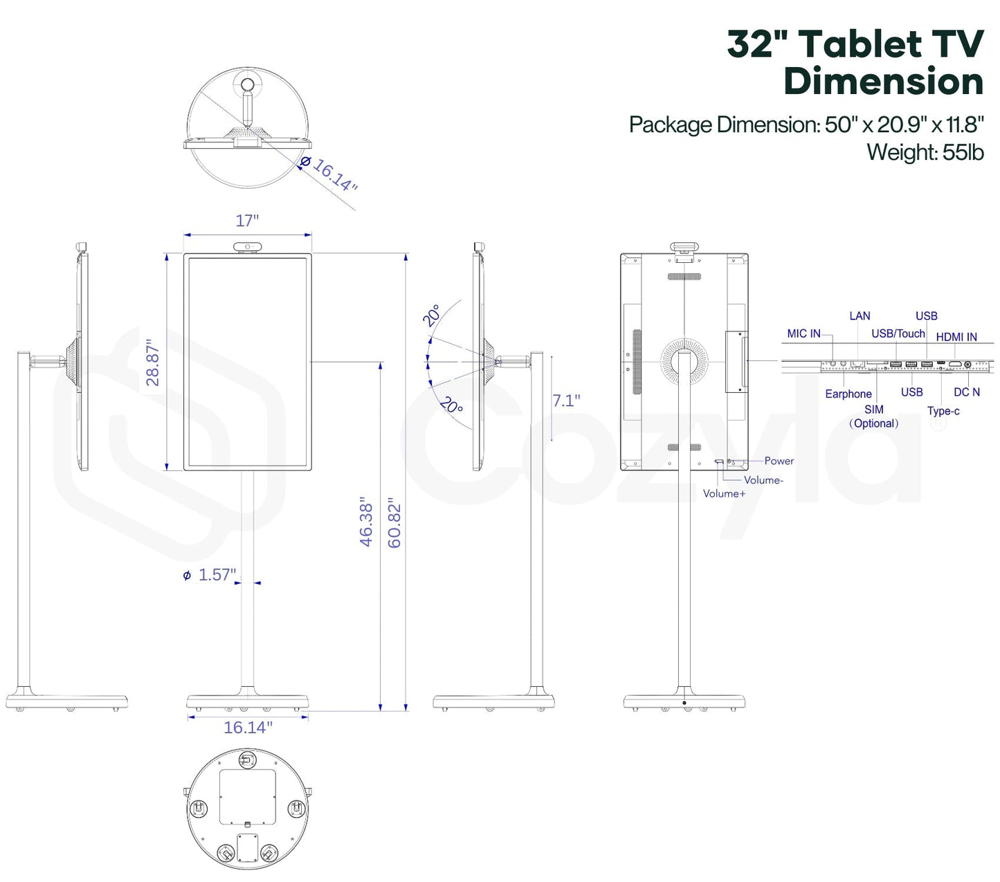 The Portable Smart TV on Wheels 32"