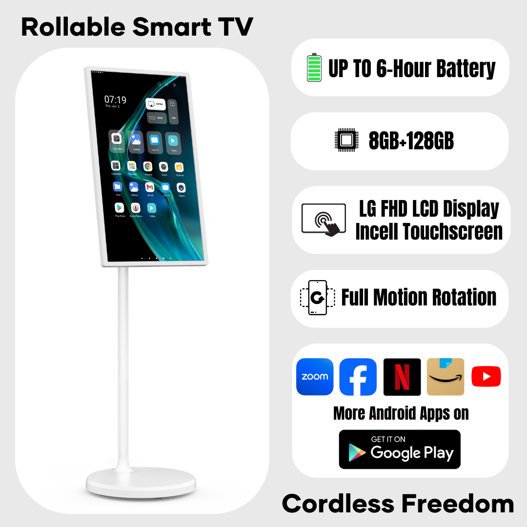 The Portable Smart TV on Wheels 21.5"